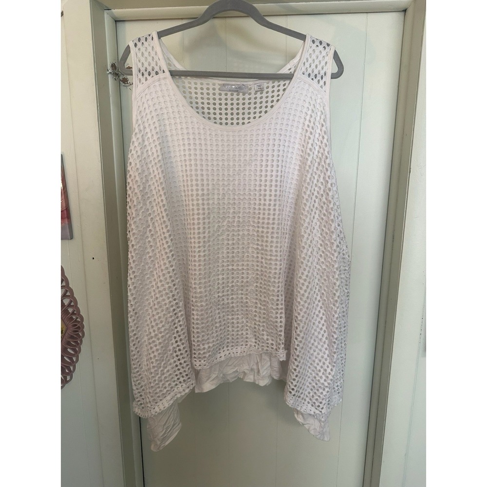 VIP Knits‎ Tunic Women Size 18/20 - White Mesh Flowy Sleeveless